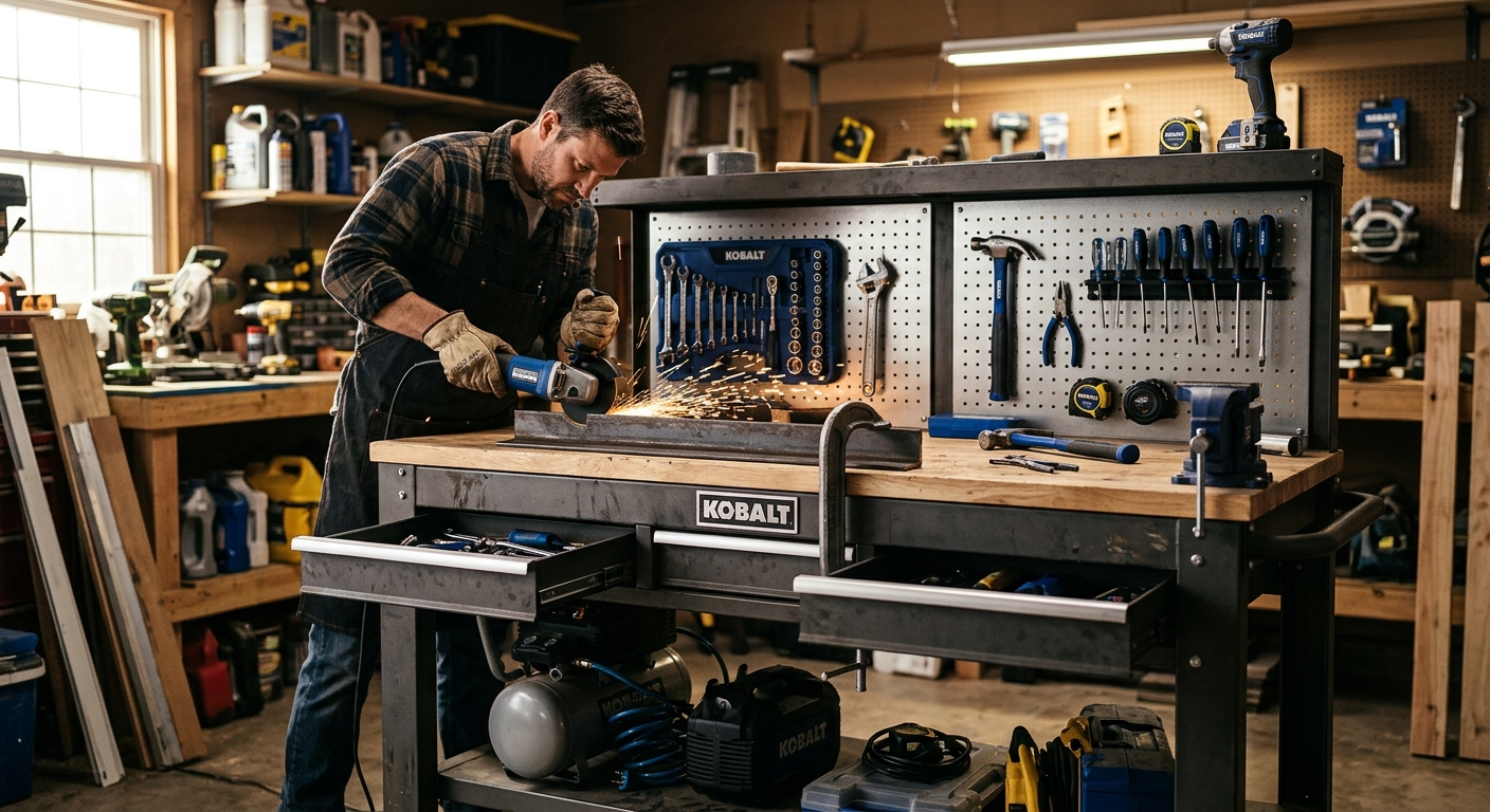 Kobalt Steel Workbench  –  Best for Heavy Work