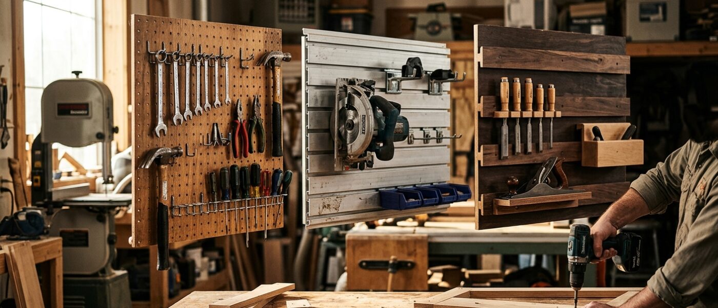 Best Wall-Mounted Tool Panels  –  Pegboard, Slatwall, and French Cleat