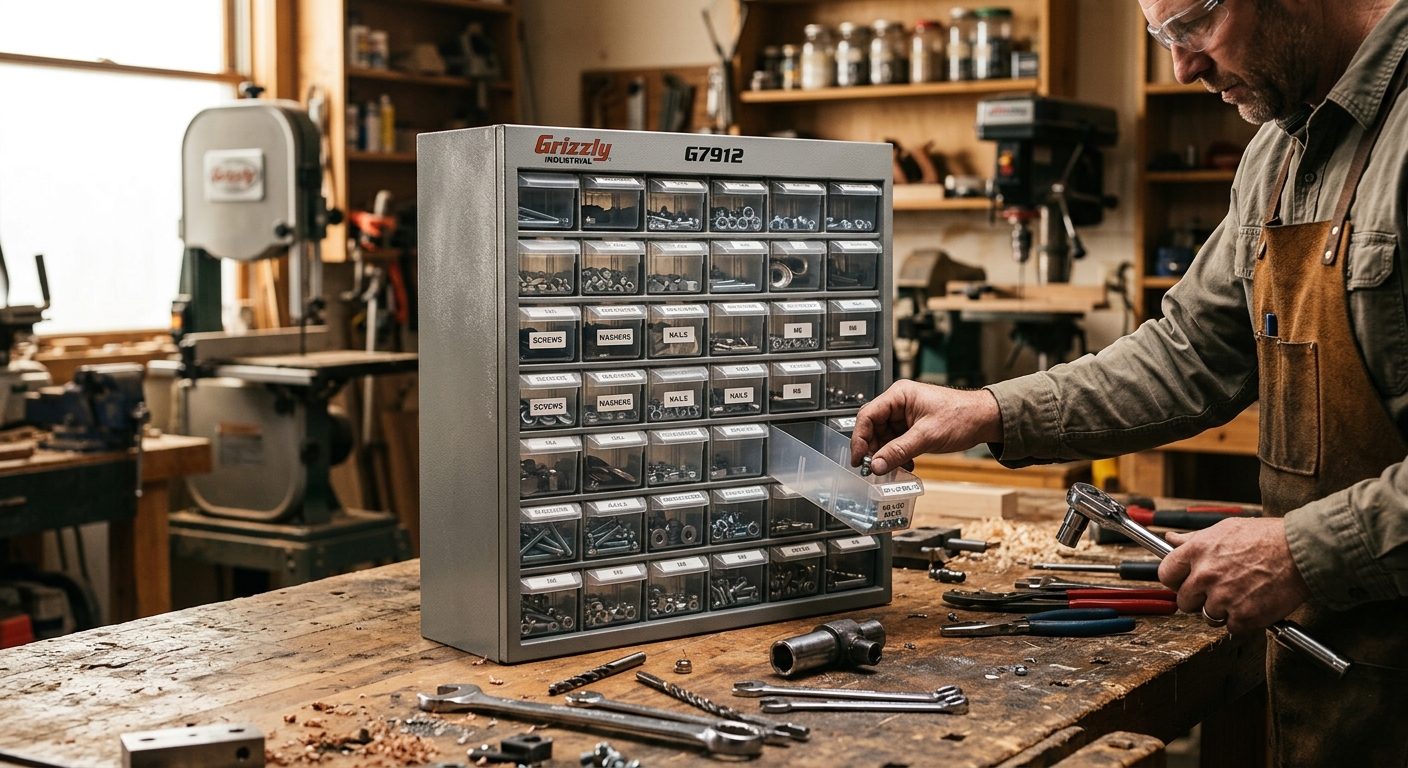 5. Grizzly Industrial G7912 Hardware Cabinet (60-Bin)