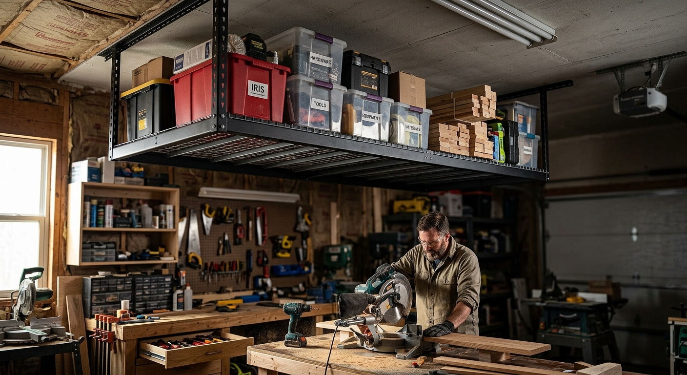 1. Fleximounts GR48H 4×8 Overhead Garage Storage Rack