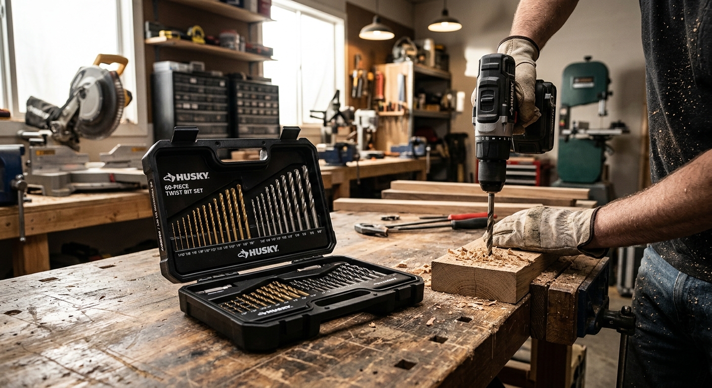 Husky 60-Piece Twist Bit Set with Index Case