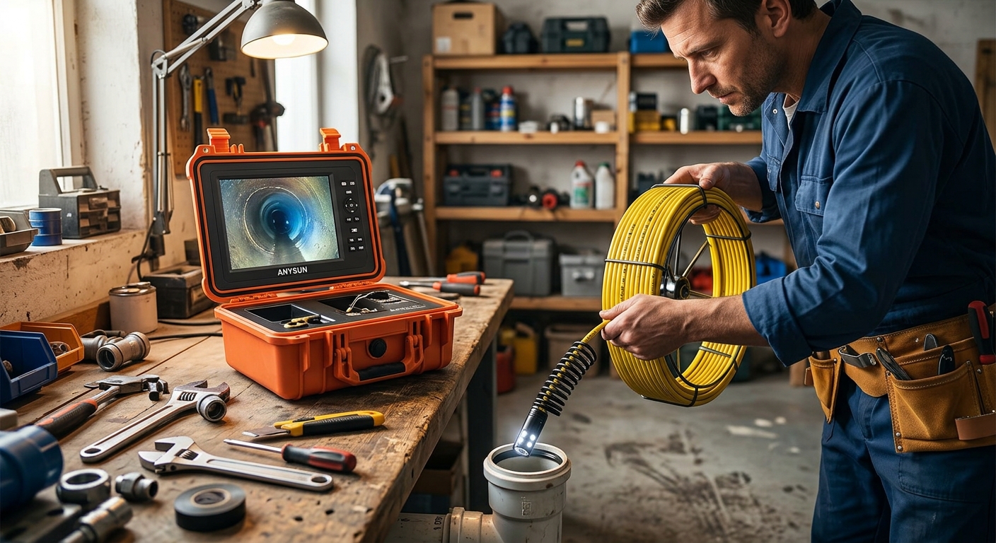 Anysun Sewer Camera with 100 Foot Cable
