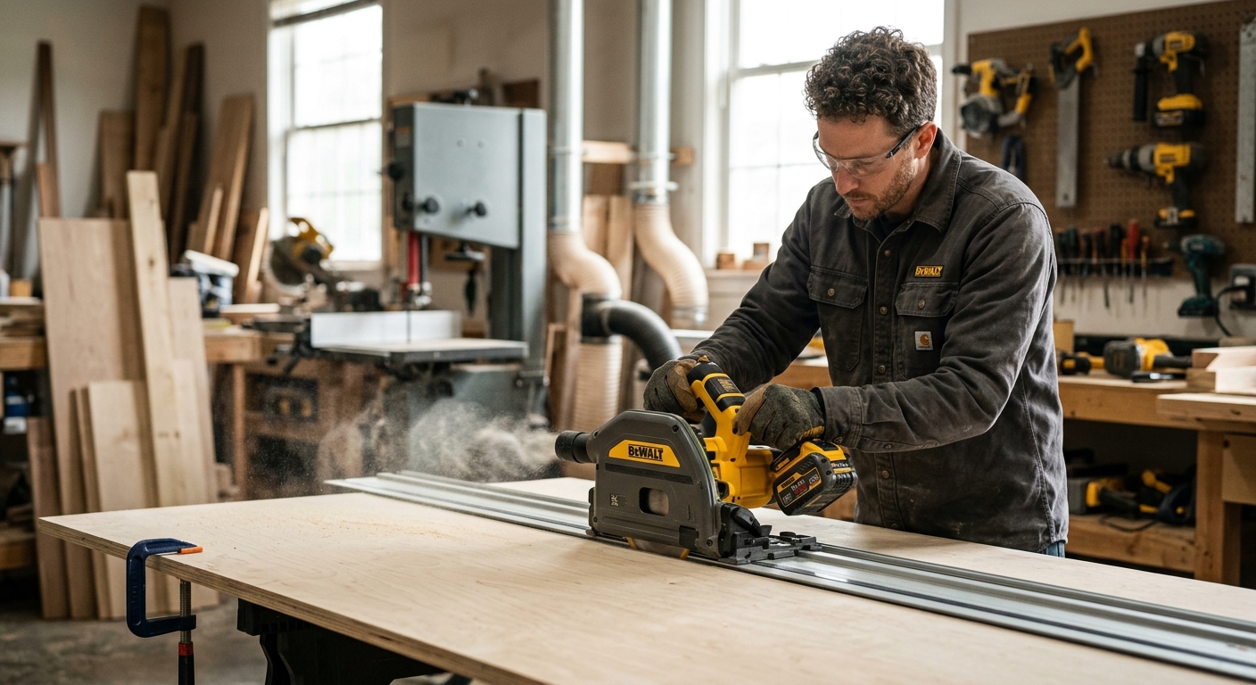 3. DeWalt DCS520T1 FLEXVOLT  –  Best Cordless Value Track Saw