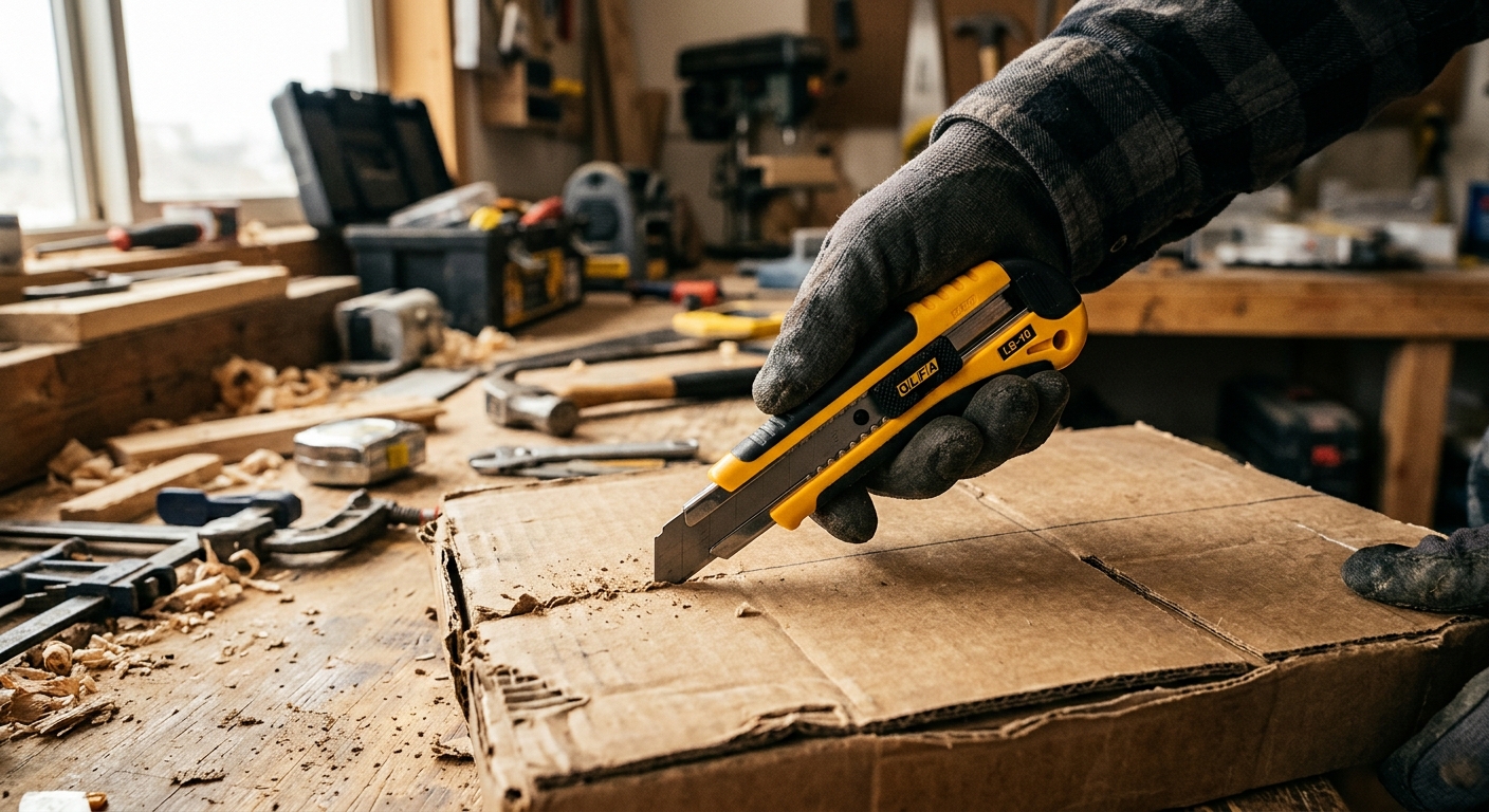 Olfa 9039 18mm Heavy-Duty Knife  –  Best for Cardboard and Roofing