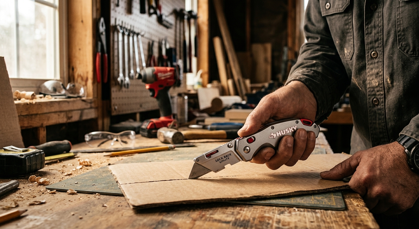 Husky Folding Lock-Back Utility Knife  –  Best Budget