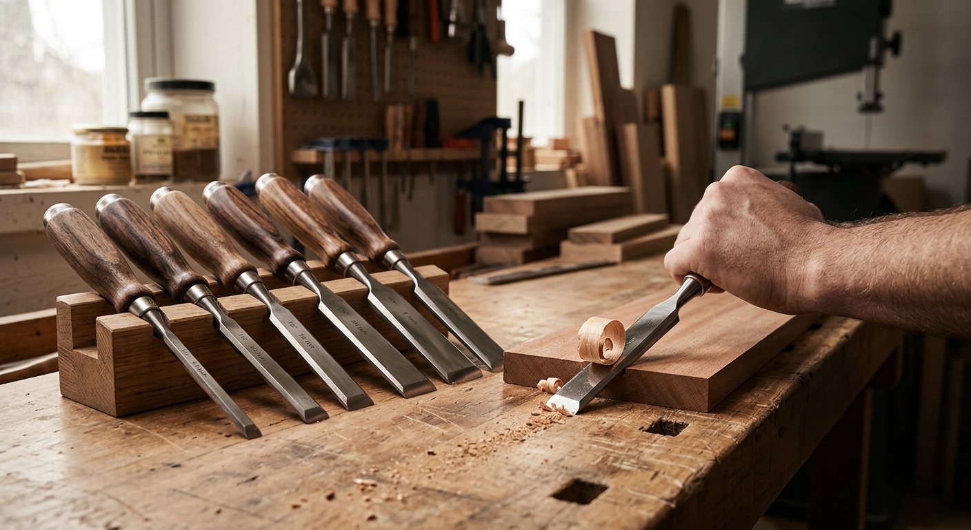 WoodRiver V3 Bench Chisel Set  –  Best Budget with Hollow Backs