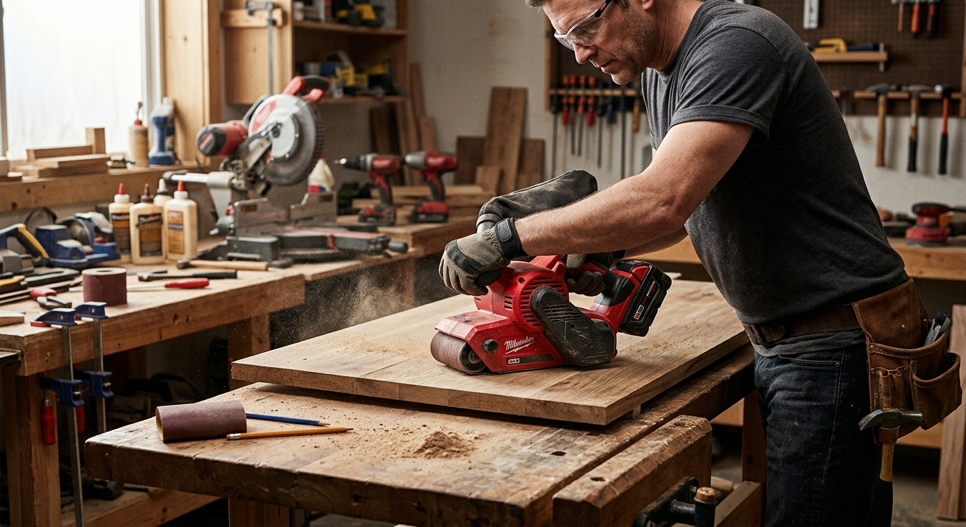 5. Milwaukee 2426-20 M18  –  Best Cordless Belt Sander