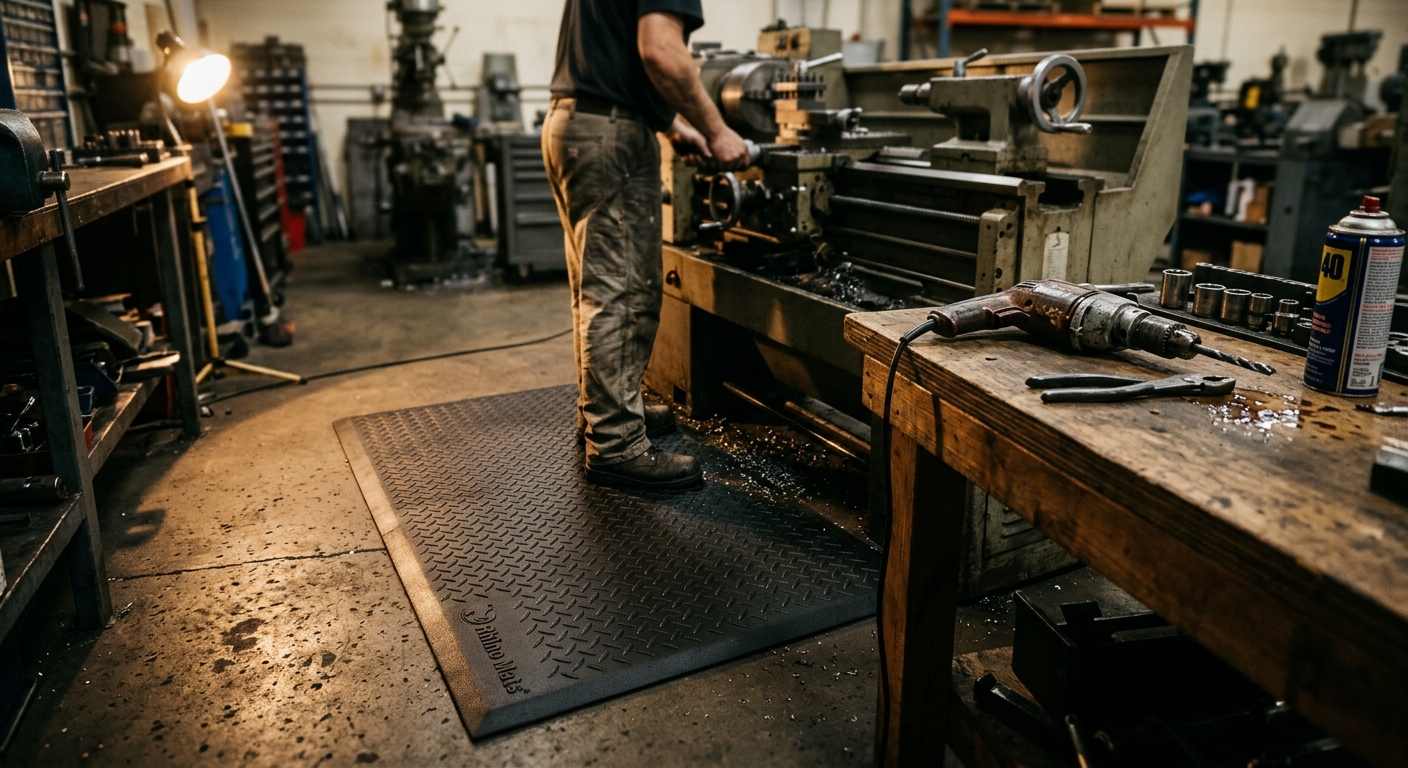 Rhino Mats TUF Diamond-Plate Mat  –  Best for Wet/Oily Areas